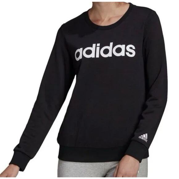 Adidas Women's Essentials Logo Long Sleeve Ribbed Crewneck Sweatshirt Size S - Picture 1 of 8